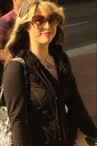 pretty woman smile wlking downtown AL at slutwalk