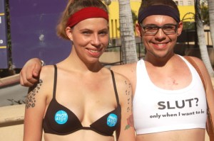 white guy and guy at slutwalk