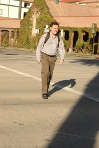 thrity something man walks in downtown Pasadena CA