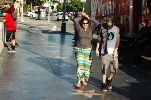 couple walk down Hollywood Bvld 3/18/16