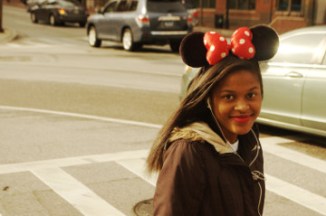 Baltimore 31 Oct 16 inner harbor attractive smiling girl with Minnie Mouse costume